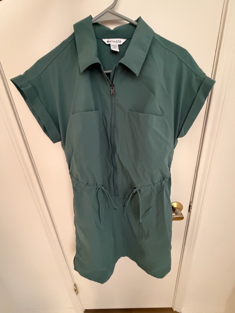 Athleta Teal Short-Sleeve Zip Utility Dress size S